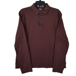 UNTUCKit Mens Medium Long Sleeve Polo Shirt Burgundy Brown 100% Cotton Casual
